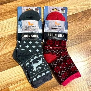 NWT! 2-Pair Cozy Cabin Socks! Super Soft and Infused with Aloe